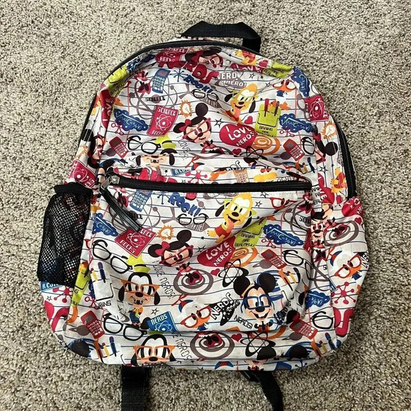 Authentic Original‎ DISNEY PARKS Mickey I LOVE NERDS Geek School Backpack Minnie - Picture 1 of 10
